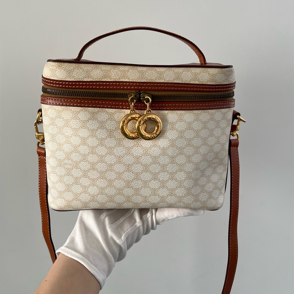 Celine Macadam Canvas Vanity Hand Bag Pvc Leather 2way | Vintage